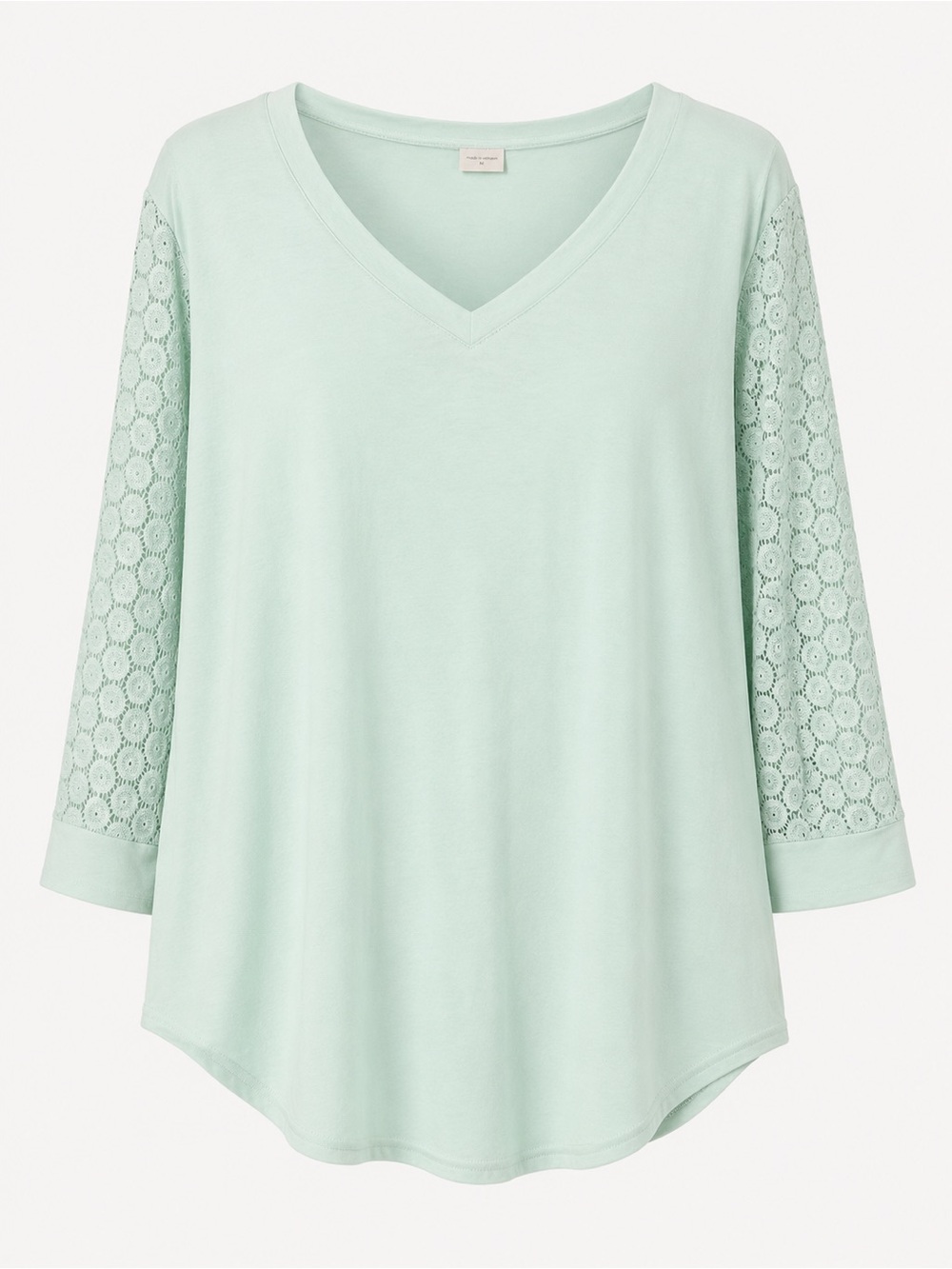 V-Neck Lace Sleeve Women's Top in Mint